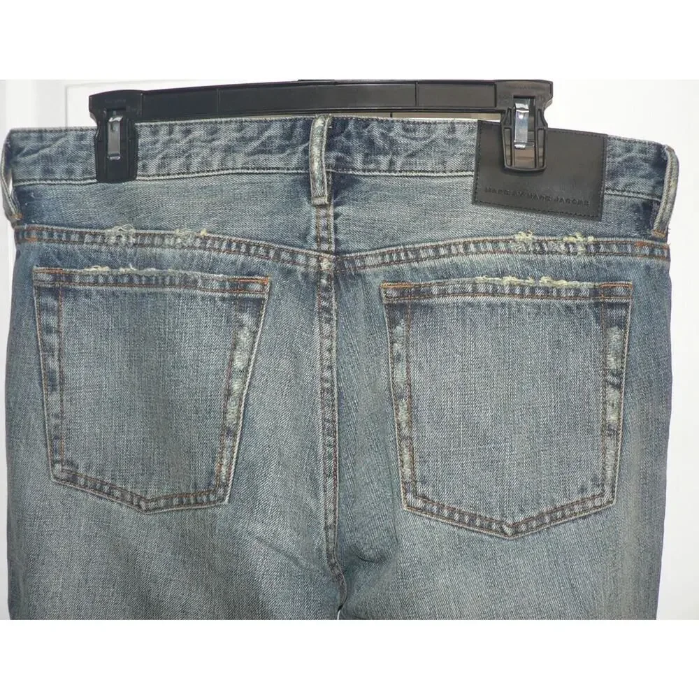 Marc by Marc Jacobs Men's Low Rise Slim Straight Jeans in Worn Indigo 31x34 $228